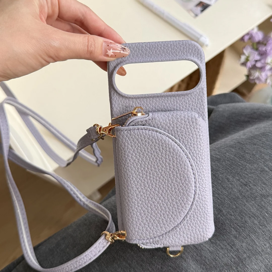 Luxury Crossbody Leather Card Purse Wallet Case with Makeup Mirror Cover