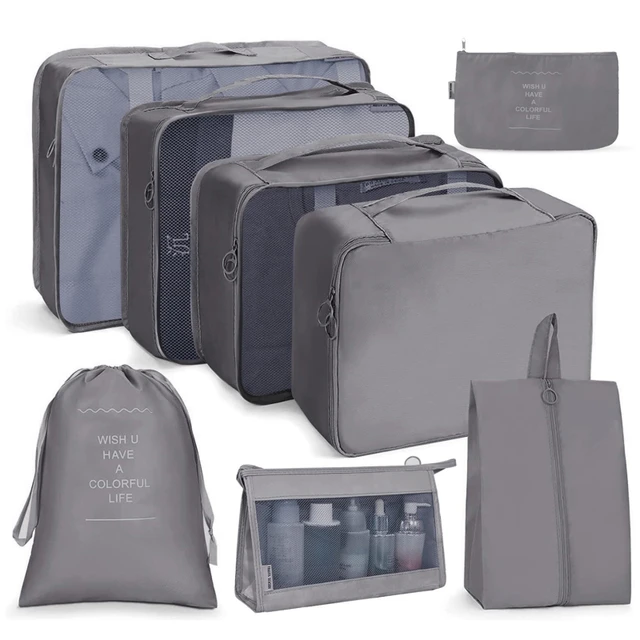 Juego de bolsas organizadoras para viaje, accesorios de maleta de equipaje,  bolsa de lavado impermeable, almacenamiento de ropa, 8 piezas - AliExpress
