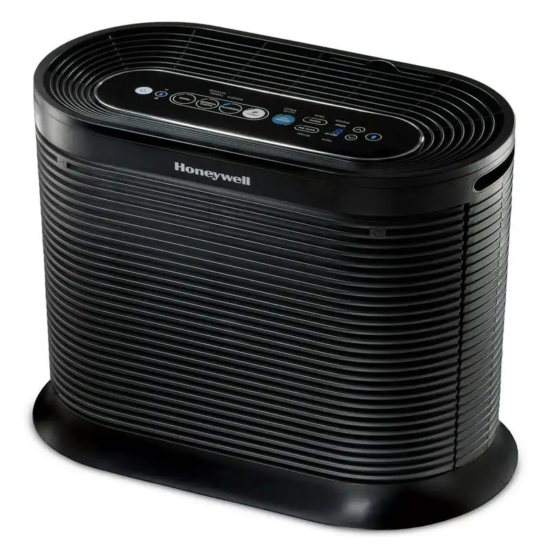

Bluetooth Smart True HEPA Air Purifier, Airborne Allergen Reducer for Large Rooms (310 sq ft), Black - Wildfire/Smoke, Pollen, P
