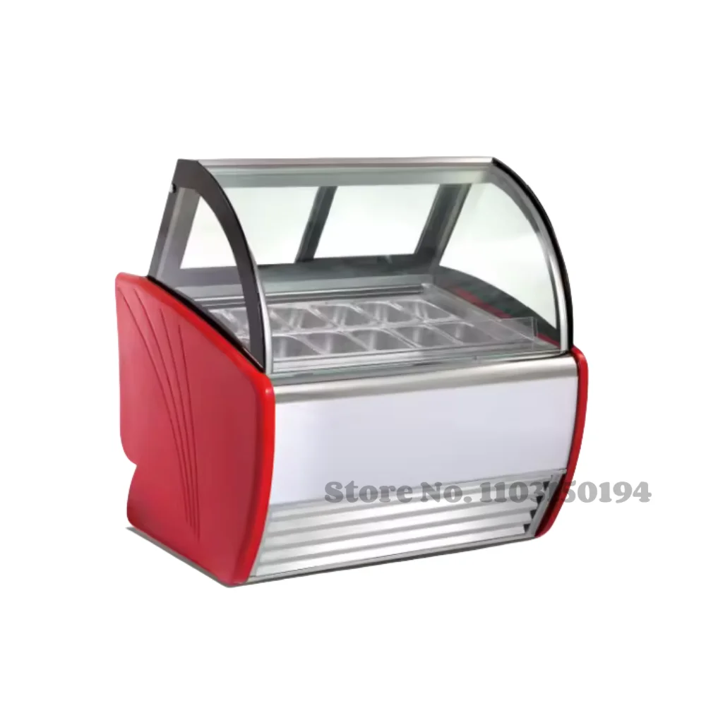 Commercial Refrigeration Equipment 10 12 16 18 Trays Ice Cream Display Freezer Refrigerator Gelato Display Case Customizable 3