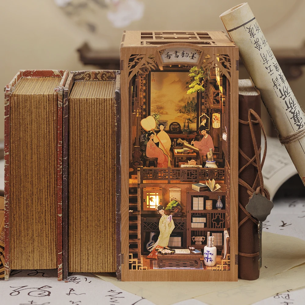 Regalos Para Lectores Book Nook DIY Kit Biblioteca Mágica: Miniatura Casa Con Luz LED (Regalo Creativo Para Adultos 14