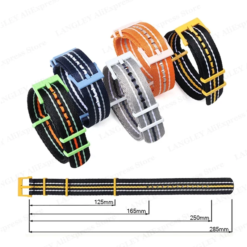 Versatile Nylon Watch Strap in Classic Black - 22mm, Ideal for Sports and Casual Wear