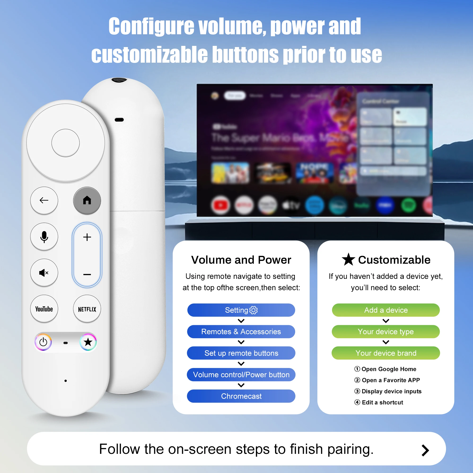 Enhanced Smart Remote Control for Google TV Streamer with Voice Activation