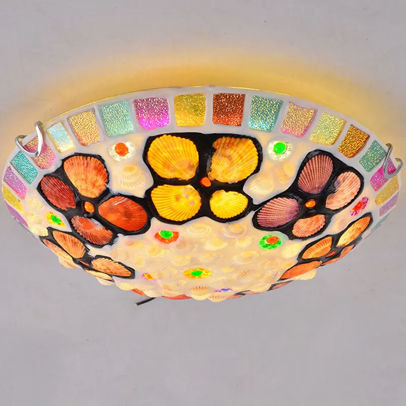 

Mediterranean Ceiling Light Bohemian Glass Home Loft Decor for Living Room Creative Shell Lighting Kitchen Bedroom Lamp Fixtures