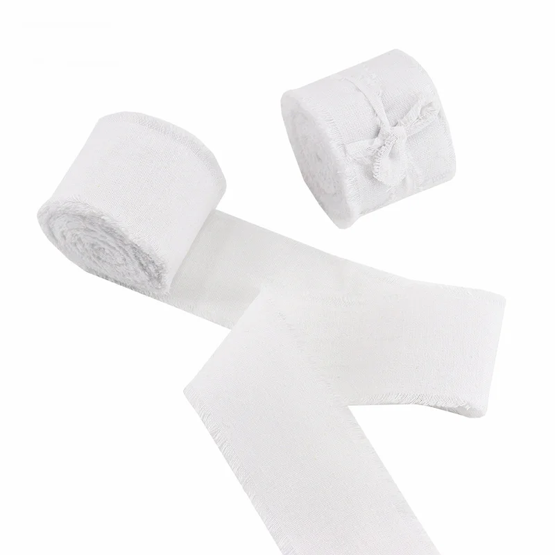 Emerald Green Frayed Edge Cotton Ribbon for Gift Packaging & Floral Bouquets – 3.8cm Wide