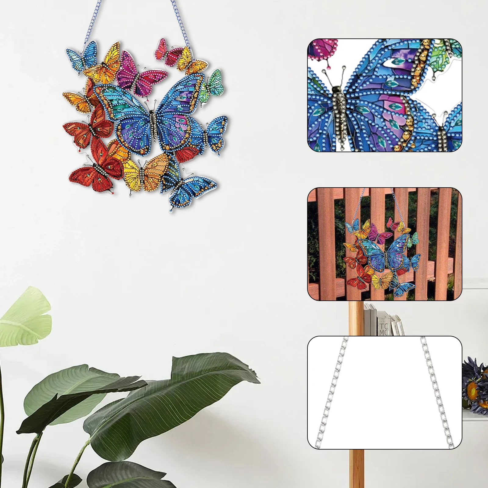 2D Flat DIY Diamond Art Pendant Double-Sided Printed Single-Side Drill Diamond Painting Set Window Hanging Art for Home Decor