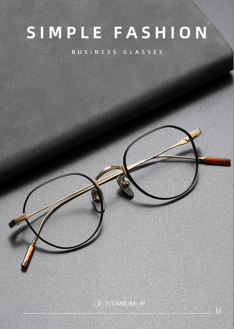 CLLOIO Reines Titan Ultraleichte Lesebrille Retro Runde Myopie Hyperopie Brille Anti Blau Licht Rezept Brillen 80803 – Detail 3