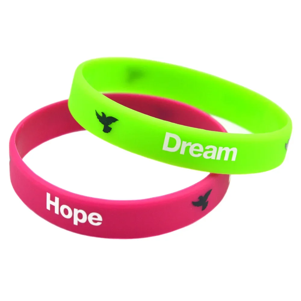 

50 Pcs Printed Love Hope Dream Motivation Silicone Bracelet 2 Colors