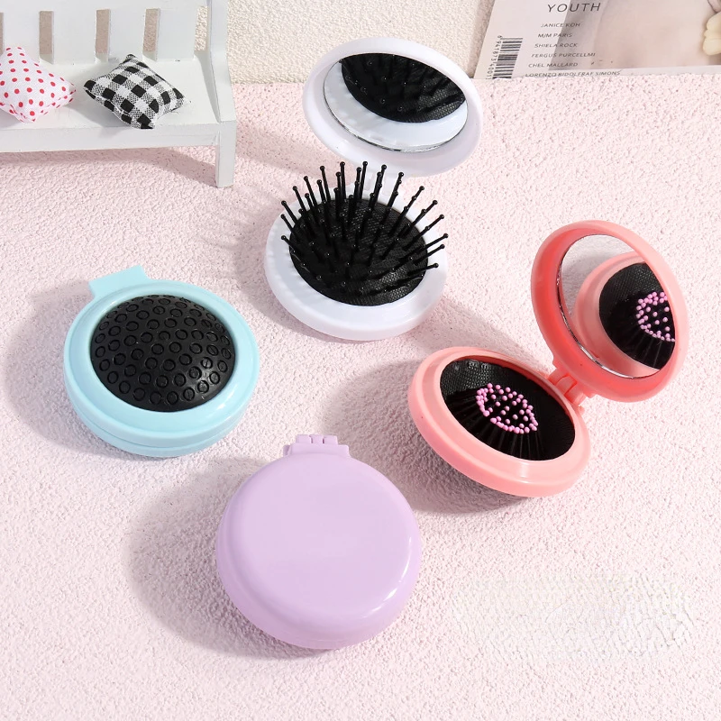 

Folding Comb for Women Girl Hair Brushes with Mirrors Small Size Hair Combs Traveling Portable Massage Styling Tools Accessories