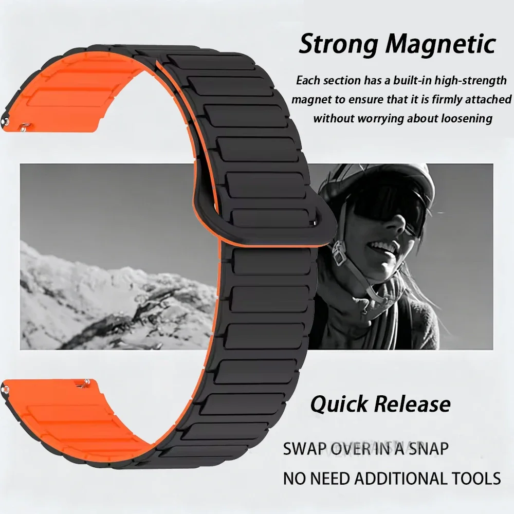 Magnetic Silicone Loop Band - Sport Watch Strap 20mm/22mm