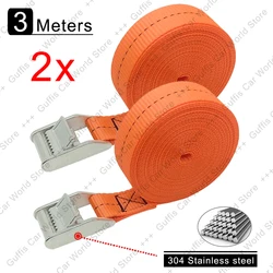 Heavy - Duty 3m Cargo Straps with Stainless Steel Buckle - Secure Luggage and Equipment (3 Meters 2pcs)