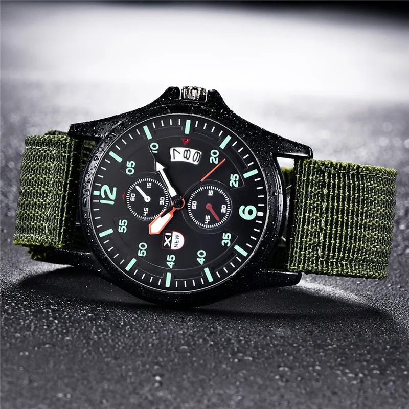 Montre Homme XINEW Brand Watches For Men Simple Nylon Band Calendar Quartz Vintage Watch Black Erkek Barato Saat Reloj Hombre