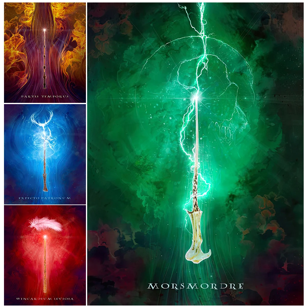 

The Wand Of Famous Wizard,Vintage Wall Art Canvas Painting Mysterious Magic And Wizardry Wands Art Poster Print Home Decoration