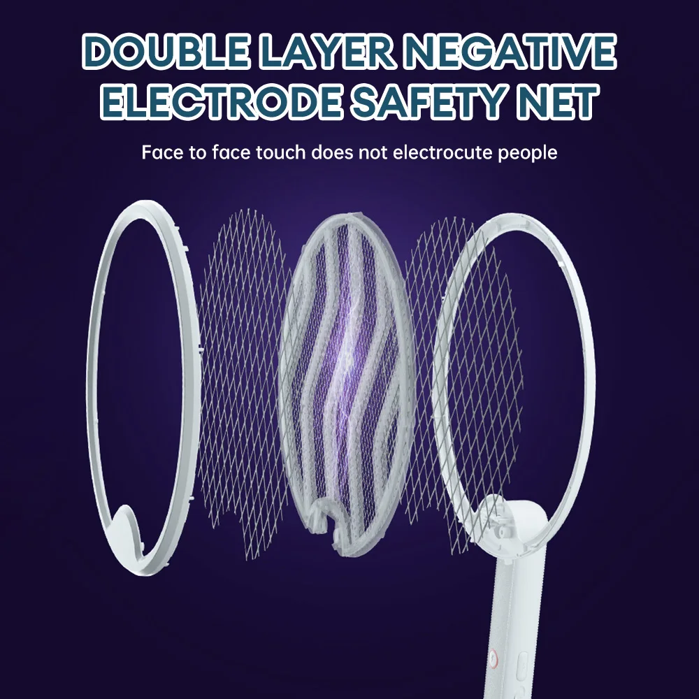 Electric UV Mosquito Lamp Rechargeable Mosquito Racket Swatter Folding Insect Fly Killer Light Wave Trap for Bedroom
