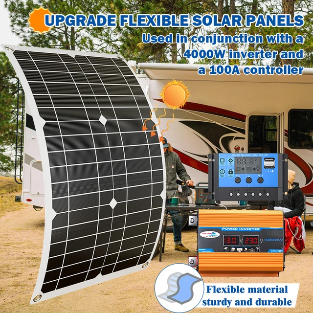 Kit onduleur solaire 4000W, système solaire 12V vers 220V, charge par panneaux solaires, système de production d'énergie domestique et extérieur 1