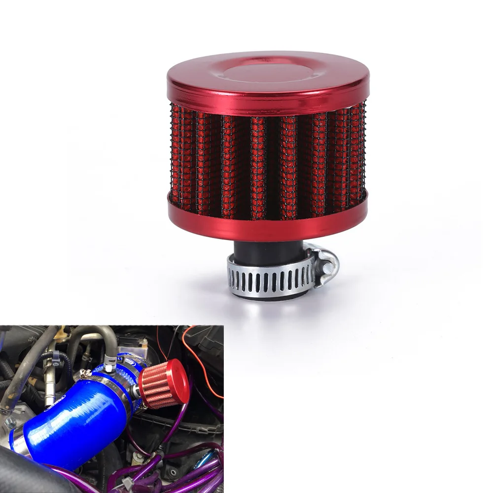 Filtro Aria Auto A Forma Di Fungo – Sfiato Turbo Colorato – Diametro 2,5 Cm – Rosso/Nero/Argento