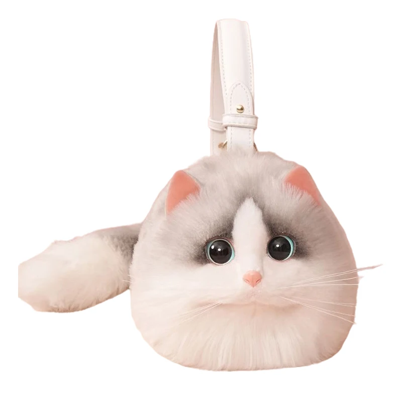 New cute popular cat small bag smooth hand feeling not easy to lose hair hundred mobile phone net red chain crossbody bag pet carrier bag pet bag shoulder messenger bag