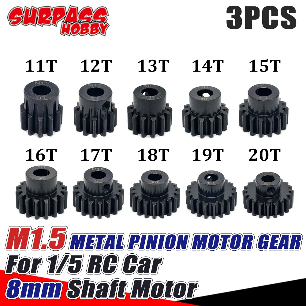 M1.5 14T & 16T 8MM Shaft Steel Mod 1.5 Pinion Gear For 1/5 RC Car M1.5 Spur Gear