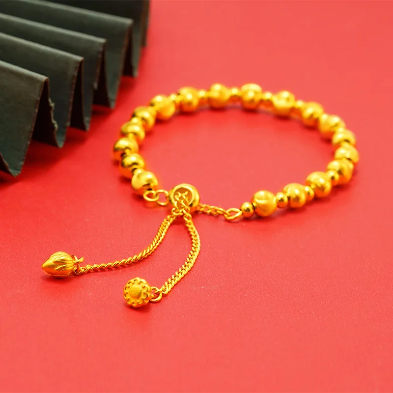

Cute 14K Gold Lucky Ball Bracelet for Women Wedding Engagement Luxury Adjustable Chain Bracelet Not Fade Fine Jewelry Gifts