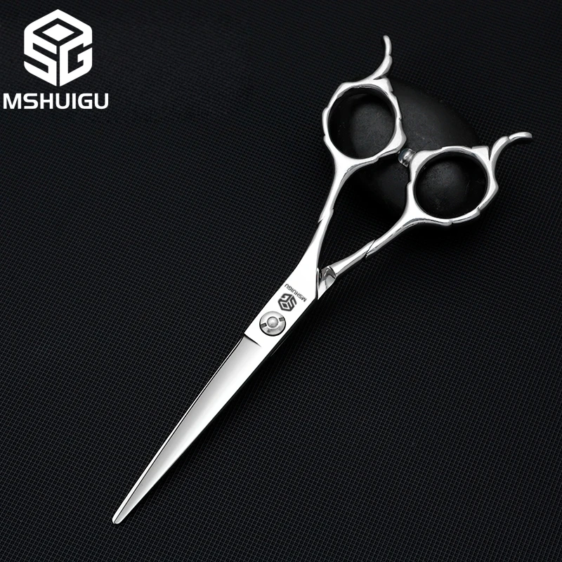 MSHUIGU 6인치 전문가용 이발 가위, 440C 스틸 핸들, 젖은 머리카락 및 얇은 머리카락 마무리용 - 일본 품질 헤어드레싱