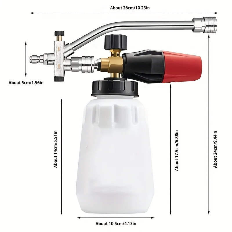 1개 2-in-1 압력 세척기 듀얼 노즐 커넥터, 1/4인치 퀵 커넥트 폼 캐논 어댑터, 폼과 물 동시 분사