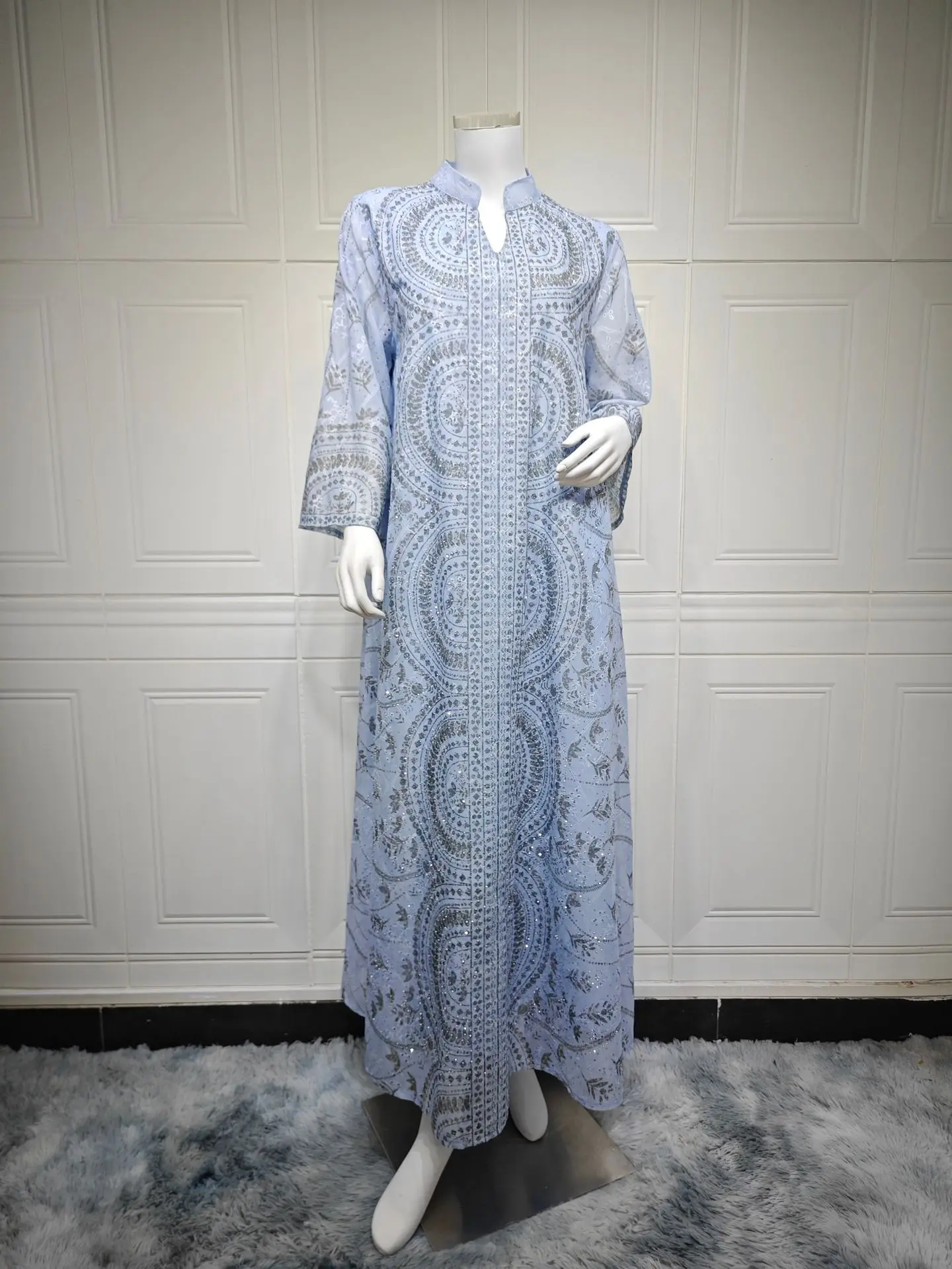 جلابية مطرزة بالزهور عادية منقوشة جلابية حجر الراي...