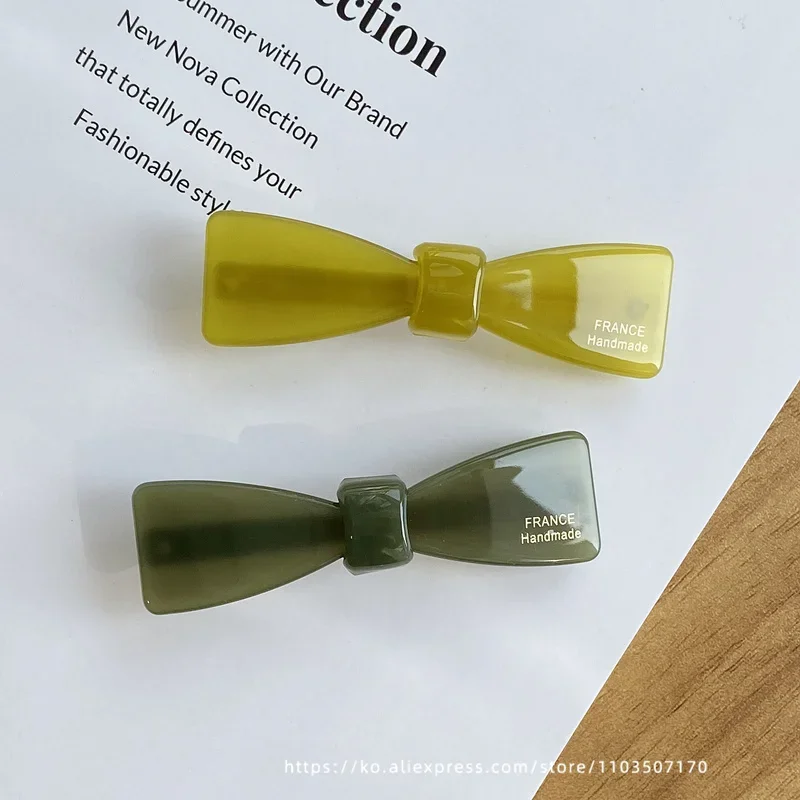 Temperament wine red~Korean FRANCE small bow spring clip French bangs clip edge clip hair accessory headpiece