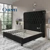 Queen Size Bed Frame with Sleigh Headboard 60" Tall Velvet Upholstered Platform Beds, No Box Spring Needed, Queen Size Bed Frame 2