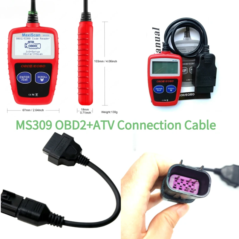 

Новинка MS309 + ATV 8-контактный Соединительный кабель для мотоцикла OBD2 сканер многоязычный Автомобильный сканер диагностический инструмент для автомобильного сканирования двигателя