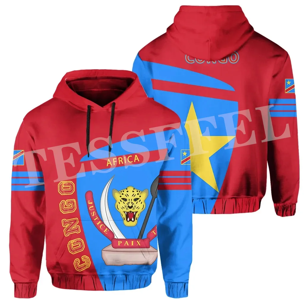 NewFashion Africa Country Congo Leopard Flag Tribel Tattoo Retro Tracksuit Harajuku 3DPrint Unisex Casual Funny Jacket Hoodies Z