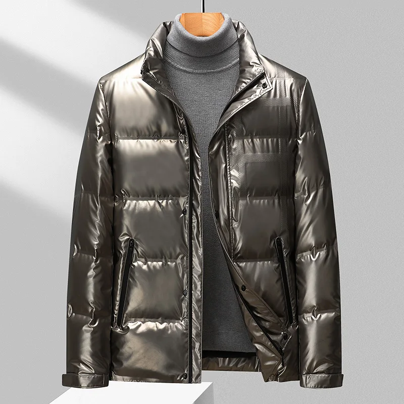 New 2023 Autumn Winter Men's Bright White Duck Down Jackets Outwear Solid Waterproof Warm Short Puffer Coats Down Bread Clothing