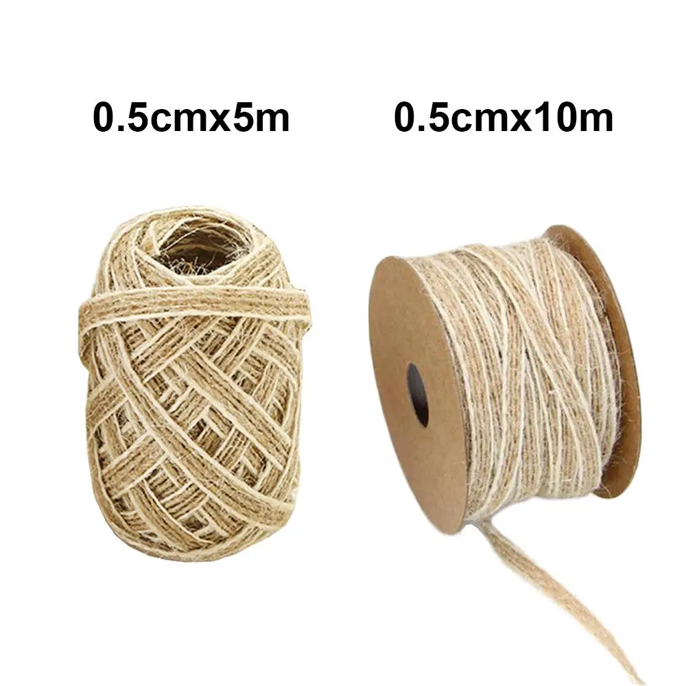 5/10M/Roll 0.5mm Wedding Decor Party  Ornament Jute Burlap Rolls Fish Silk Rope Hessian Ribbon Trims Tape