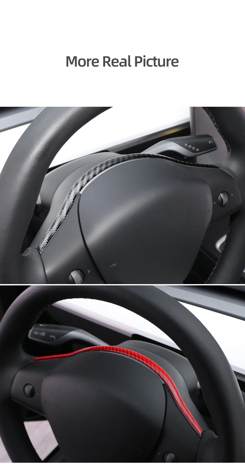 Für Tesla Modell 3 2017-2022 Modell Y 2019-2024 Carbon Faser Lenkrad Panel Trim Streifen Aufkleber auto Innen Tuning Zubehör – Detail 6