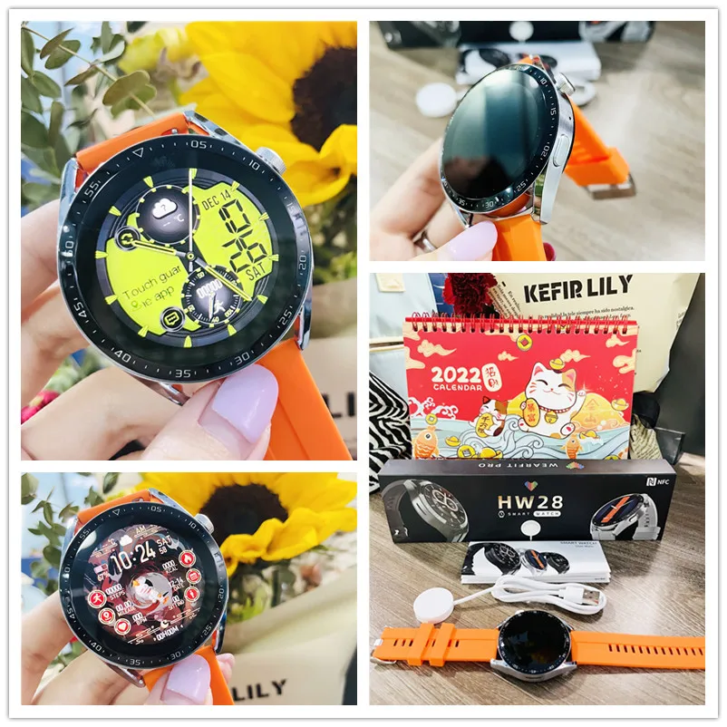 2022 New SmartWatch HW28 NFC Smart Watch Men 1.39 Inch HD Screen Voice Assistant Bluetooth Call Calories pk Huawei GTR 3 GTS 2