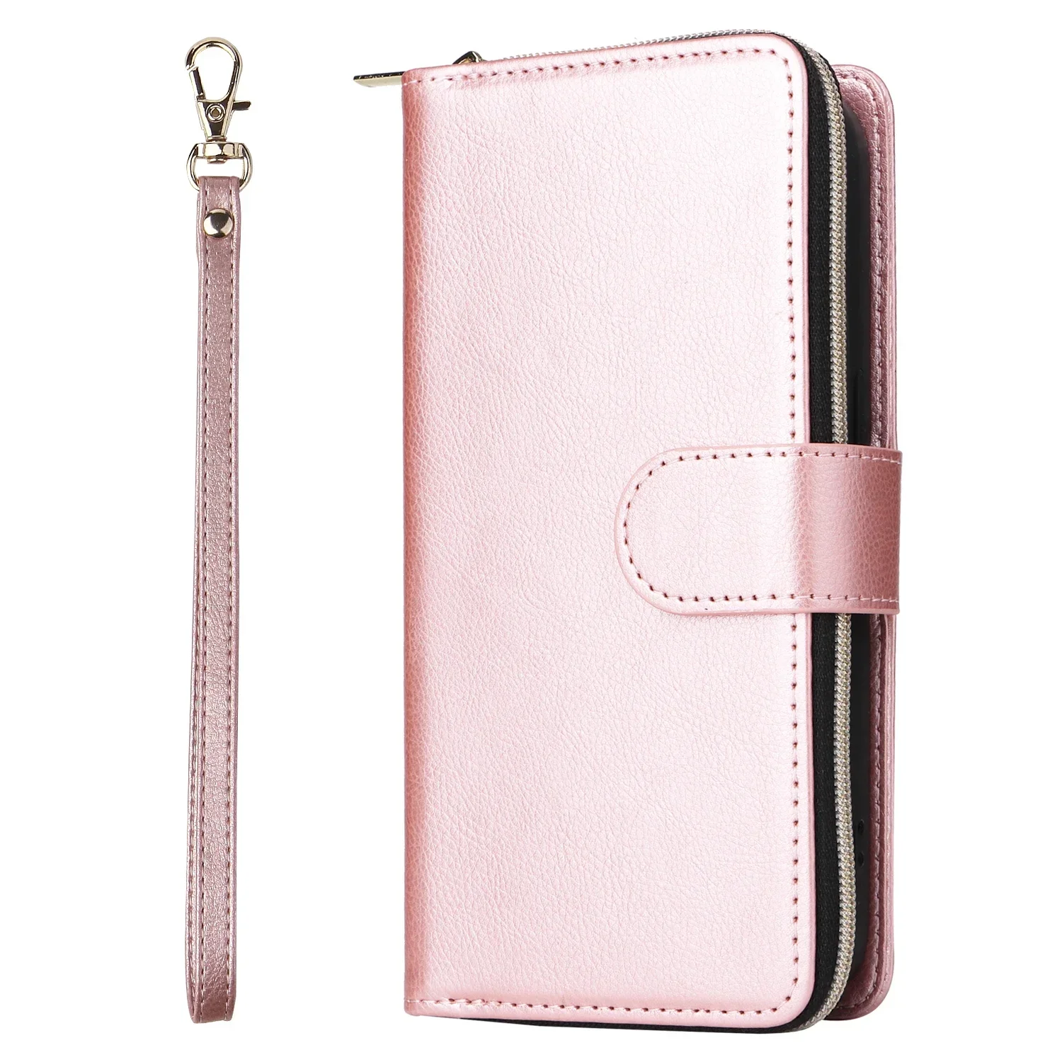 Zipper Wallet Case with 9 Card Slots and Flip Cover