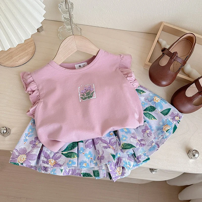 Summer Hot Selling Baby Kids Girls Short Sleeves Flowers Pattern Embroidered Shirt