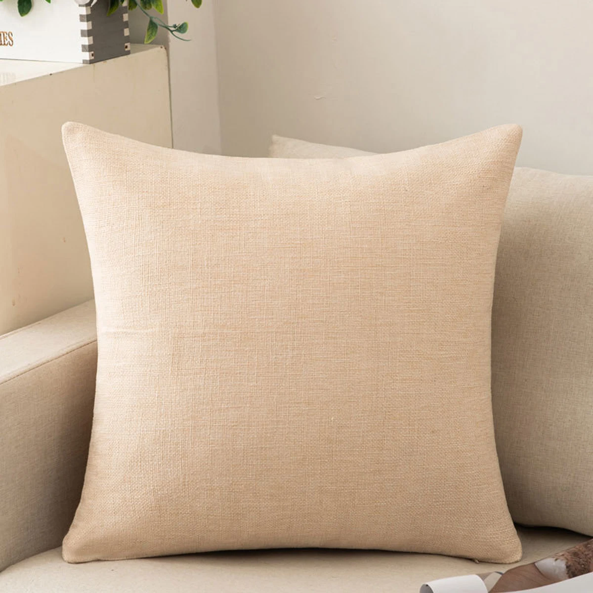 Cozy Linen Solid Sofa Cushion Cover - Elegant Home Office Throw Pillow Case