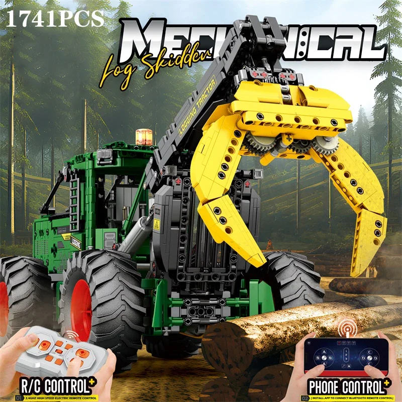1741PCS RC Timber Tractor Building Blocks Farm Tractor Technology Electronic Remote Control Car Bricks Model Kids Toys Idea Gift 1
