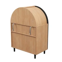 ​ ​ Круглый сервант из ротанга — шкаф для обуви с 3 полками и плетеной дверью, изогнутое хранилище для прихожей и гостиной ​ ​ — изображение 5