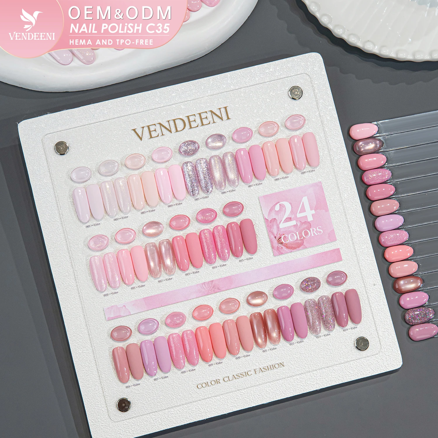 Collection de vernis gel rose Vendeeni à haute pigmentation, 24 couleurs, 15 ml, gel UV, sans TPO, sans HEMA, ensemble de vernis à ongles en gel personnalisé OEM 1