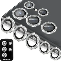 Sparkling Diamond Camera Lens Protector with Metal Ring and Tempered Glass Cover - Galaxy S26 Ultra (Glitter Silver)