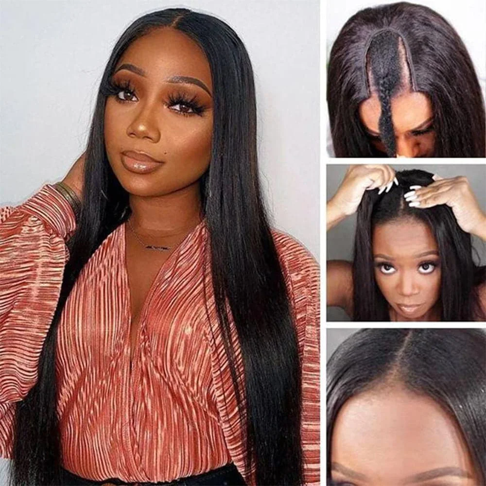 U Part Wig Human Hair With Clips No Leave Out Bone Straight Half Wigs For Women Cheap Peruvian Wig Wholesale 30 Inch Long Wigs