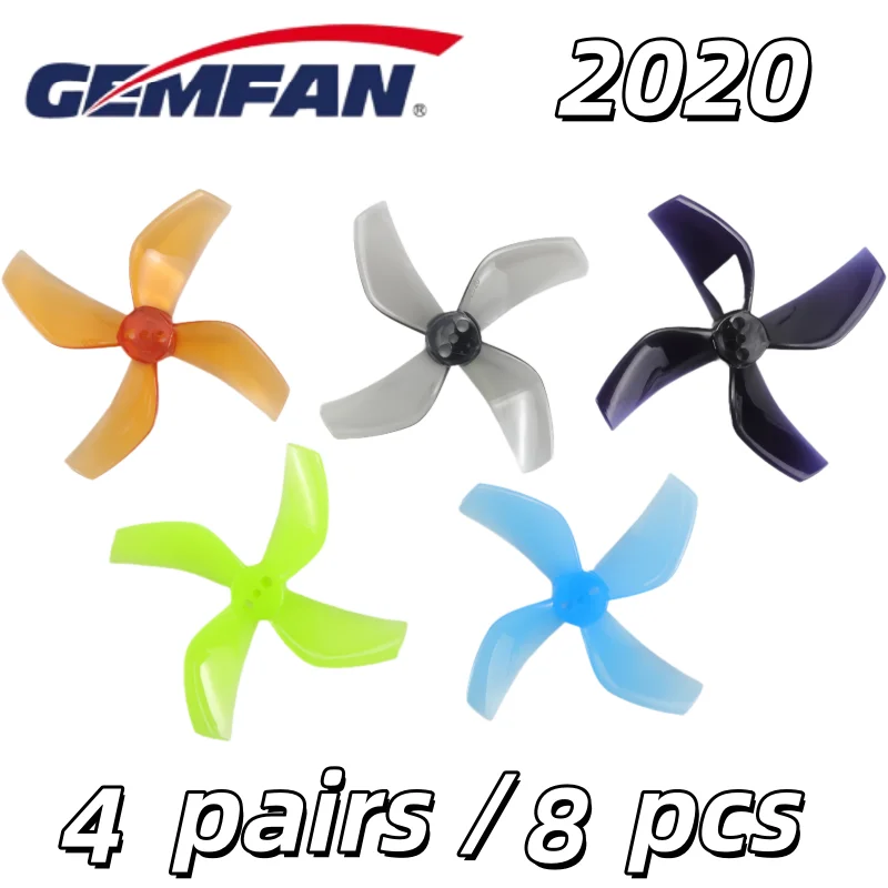 4쌍 8개 GEMFAN D51 2020 2x2x4 2인치 50.3mm 4-블레이드 PC 프로펠러 1.5mm RC FPV 레이싱 프리스타일 Tinywhoop BETA85X 드론용