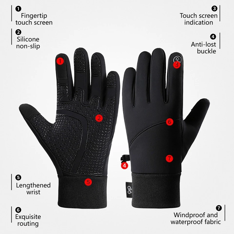 XDSP Guanti Caldi Invernali Touch Screen Termici Antivento per Uomo e Donna - Sportivi per Corsa, Guida, Ciclismo, Moto - Outdoor Antiscivolo, Resistente all'Acqua, Arrampicata
