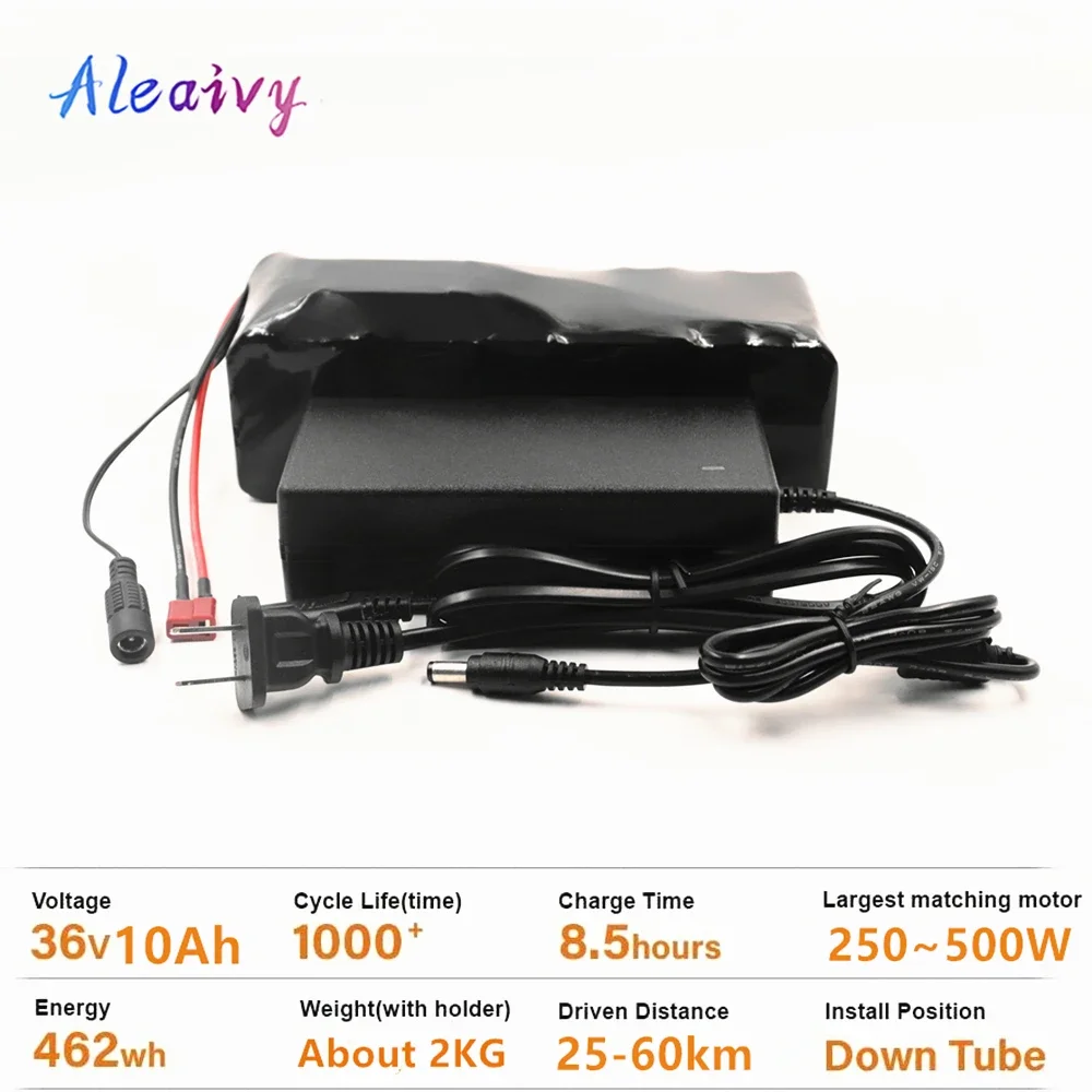 

Aleaivy e-bike battery 36v 10ah 8ah 6Ah li ion battery pack bike conversion kit bafang 250w 350w 500w and charger XT60 &T Plug