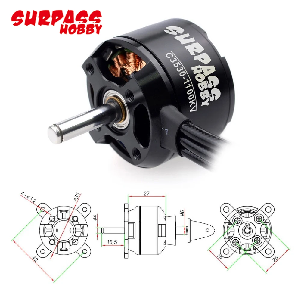Surpass Hobby C3530 1100KV 1400KV 1700KV 14Poles Outrunner Brushless Motor RC Airplane Fixed-wing Aircraft Multicopters Toys drive motor