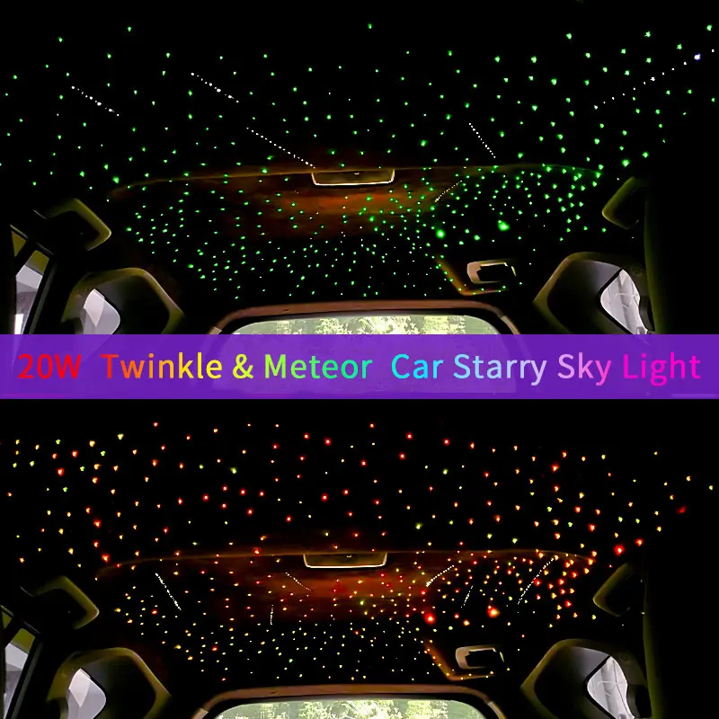 cielo stellato auto 20W Meteor Twinkle Car Star Roof Light Star ry Sky  lampada da soffitto romantica Auto luci interne Star s lampada LED  illuminazione a fibra ottica - AliExpress
