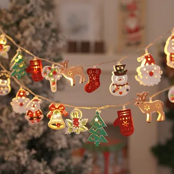Christmas Deer Snowflake LED String Lights Battery Powered Fairy Lights Xmas Tree Ornament Decoration 2024 Navidad Gift New Year 1
