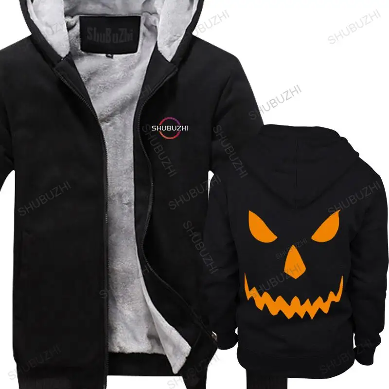 

BLACK HALLOWEEN SCARY winter warm hoodie - PUMPKIN ORANGE FACE ALL SIZES men fashion cotton thick hoody halloween gift tops