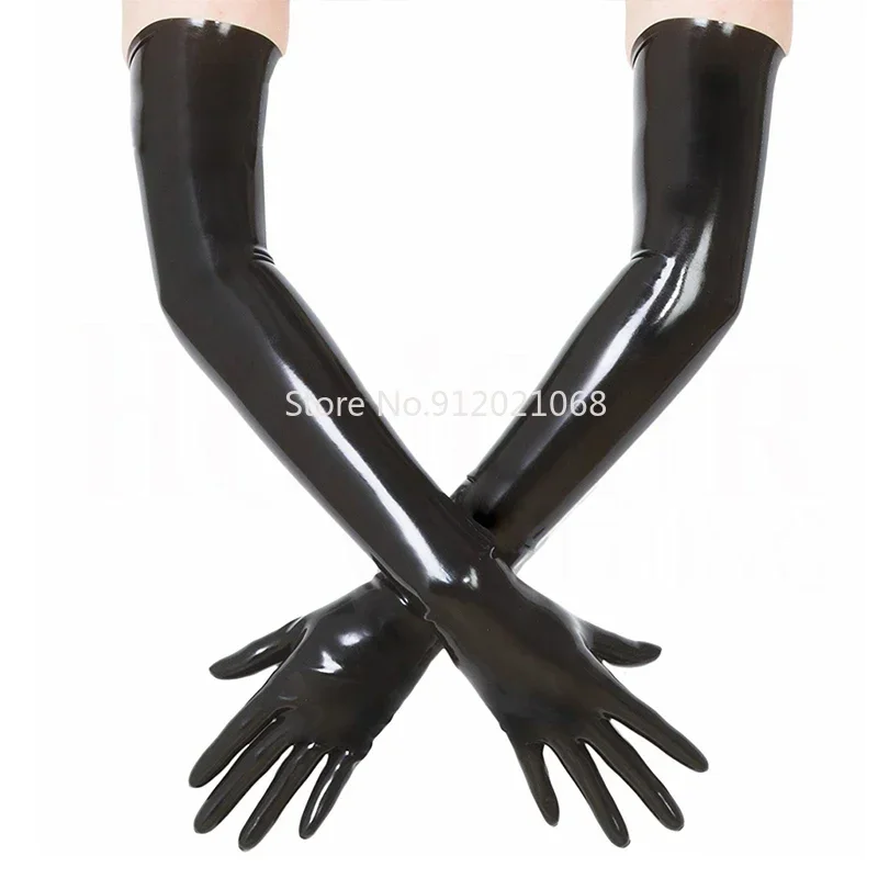 Unisex Latex Rubber Gloves Wrist Seamless Moulded Shoulder Length Black and Red Long Sexy Fetish Gloves for Men Women latex gloves